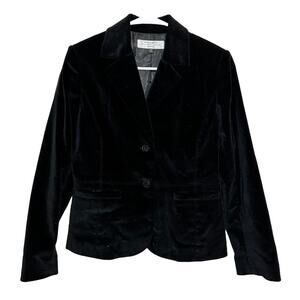 Tahari Velvet Blazer Suit Jacket Two-Button Notch Lapel Black 6 Petite